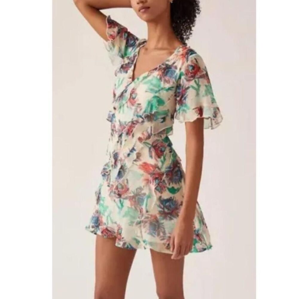 Anthropologie watercolor soft printed floral dress Size large